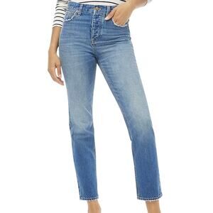J Crew Factory Premium Edition Straight Jean Button Fly Blue Fleur Womens 25